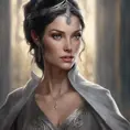 Alluring matte portrait of a beautiful Arwen in the style of Stefan Kostic, 8k, Highly Detailed, Intricate, Half Body, Realistic, Sharp Focus, Volumetric Lighting, Fantasy, Elegant by Stanley Artgerm Lau, Greg Rutkowski