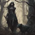 Huntress in a haunted forest, Highly Detailed, Intricate, Gothic, Volumetric Lighting, Fantasy, Dark by Stanley Artgerm Lau