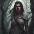 Kassandra in a haunted forest, Highly Detailed, Intricate, Gothic, Volumetric Lighting, Fantasy, Dark by Stanley Artgerm Lau