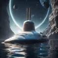 Ultra realistic photo of a highly advanced space faring submarine, 8k, Unreal Engine