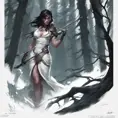 Nidalee in a haunted forest, Highly Detailed, Intricate, Gothic, Volumetric Lighting, Fantasy, Dark by Stanley Artgerm Lau