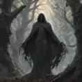 Elden ring wraith in a haunted forest, Highly Detailed, Intricate, Gothic, Volumetric Lighting, Fantasy, Dark by Stanley Artgerm Lau