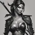 Alluring matte portrait of a beautiful Nidalee in black leather, 8k, Highly Detailed, Intricate, Half Body, Realistic, Sharp Focus, Volumetric Lighting, Fantasy, Elegant by Stanley Artgerm Lau, WLOP, Stefan Kostic