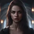 Beautiful girl in vampire academy, mystic, dark fantasy, Magical, Stunning, Digital Painting, Cinematic Lighting, Sharp Focus, Dark, Hyper Realistic