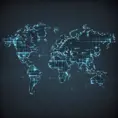 Modern digital world map on a dark high tech background, Matte