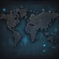 Modern digital world map on a dark high tech background, Matte