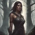 Kassandra in a haunted forest, Highly Detailed, Intricate, Gothic, Volumetric Lighting, Fantasy, Dark by Stanley Artgerm Lau