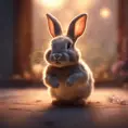 Epic shot of ultra cute rabbit in a wonderful cozy atmosphere, ultra inviting, luminous, evening atmosphere, Digital Painting, Photo Realistic, Sharp Focus