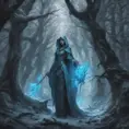 Ice mage in a haunted forest, Highly Detailed, Intricate, Gothic, Volumetric Lighting, Fantasy, Dark by Stanley Artgerm Lau