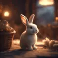 Epic shot of ultra cute rabbit in a wonderful cozy atmosphere, ultra inviting, luminous, evening atmosphere, Digital Painting, Photo Realistic, Sharp Focus