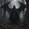 Winged vampire in a haunted forest, Highly Detailed, Intricate, Gothic, Volumetric Lighting, Fantasy, Dark by Stanley Artgerm Lau