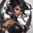 Alluring matte portrait of a beautiful Nidalee in black leather, 8k, Highly Detailed, Intricate, Half Body, Realistic, Sharp Focus, Volumetric Lighting, Fantasy, Elegant by Stanley Artgerm Lau, WLOP, Stefan Kostic