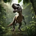 t-rex hunt for prey in lush jungle enviromet, 8k, Ultra Detailed