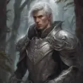 Ashen haired paladin in a haunted forest, Highly Detailed, Intricate, Gothic, Volumetric Lighting, Fantasy, Dark by Stanley Artgerm Lau