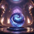 of blue and purple swirling within its depths. The orb radiates a mysterious energy, captivating all who gaze upon it. Its power is said to grant unimaginable abilities to those who possess it., 8k, Unreal Engine, Fantasy