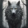 Wolf in the forest, Highly Detailed, Intricate, Gothic, Volumetric Lighting, Fantasy, Dark by Stanley Artgerm Lau