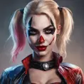 Alluring matte portrait of a beautiful Harley Quinn in the style of Stefan Kostic, 8k, Highly Detailed, Intricate, Half Body, Realistic, Sharp Focus, Volumetric Lighting, Fantasy, Elegant by Stanley Artgerm Lau, Greg Rutkowski