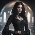 Annalena Baerbock as yennefer of vengerberg, tight dress, Intricate Details, Gothic and Fantasy, Volumetric Lighting