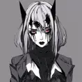 Goth woman in evil anime style, 8k, Dystopian, Dark