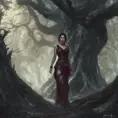 Kassandra in a haunted forest, Highly Detailed, Intricate, Gothic, Volumetric Lighting, Fantasy, Dark by Stanley Artgerm Lau