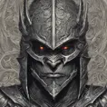 A close up of an orc wearing a helmet, ornate dramatic bat wing helmet, digital 2d fantasy art, intricate armor, face of an armored villian, Highly Detailed, Symmetrical Face, Dark Souls, Concept Art, Fantasy, Dark by Alex Grey, Dan Mumford