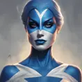 Alluring matte portrait of a beautiful Mystique from Xmen in the style of Stefan Kostic, 8k, Highly Detailed, Intricate, Half Body, Realistic, Sharp Focus, Volumetric Lighting, Fantasy, Elegant by Stanley Artgerm Lau, Greg Rutkowski