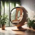 Futuristic sci-fi pod chair, Flat Design, Product-View, transparent orb, product photography, plants, natural wooden environment, 8k, Sci-Fi, Natural Light