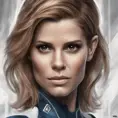 Alluring matte portrait of a beautiful Kate Mara from Fantastic Four in the style of Stefan Kostic, 8k, Highly Detailed, Intricate, Half Body, Realistic, Sharp Focus, Volumetric Lighting, Fantasy, Elegant by Stanley Artgerm Lau, Greg Rutkowski