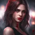 Beautiful girl in vampire academy with blood thirst eyes, 8k, Stunning, Digital Painting, Cinematic Lighting, Sharp Focus, Fantasy, Hyper Realistic