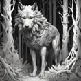 Wolf in the forest, Highly Detailed, Intricate, Gothic, Volumetric Lighting, Fantasy, Dark by Stanley Artgerm Lau