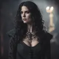 Annalena Baerbock as yennefer of vengerberg, tight dress, Intricate Details, Gothic and Fantasy, Volumetric Lighting