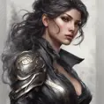 Alluring matte portrait of a beautiful Fiora wearing black leather, 8k, Highly Detailed, Intricate, Half Body, Realistic, Sharp Focus, Volumetric Lighting, Fantasy, Elegant by Stanley Artgerm Lau, Alphonse Mucha, WLOP, Stefan Kostic