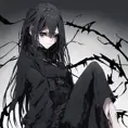 Goth woman in evil anime style, 8k, Dystopian, Dark