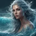 "magical ocean goddess", water, spray, waves, flowing hair, head and shoulders portrait, finely drawn eyes, 8k, Fantasy