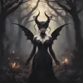 Succubus in a haunted forest, Highly Detailed, Intricate, Gothic, Volumetric Lighting, Fantasy, Dark by Stanley Artgerm Lau