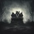 A terrifying atmosphere in a sinister house on a dark night, Horror, Dark, Terrifying