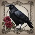 Gothic raven with roses, Award-Winning, Photo Realistic