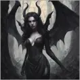 Succubus in a haunted forest, Highly Detailed, Intricate, Gothic, Volumetric Lighting, Fantasy, Dark by Stanley Artgerm Lau