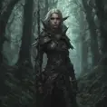 Elf hunter in a haunted forest, Highly Detailed, Intricate, Gothic, Volumetric Lighting, Fantasy, Dark by Stanley Artgerm Lau