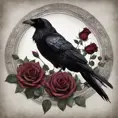 Gothic raven with roses, Award-Winning, Photo Realistic