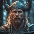 Closeup of a beautiful viking in a magical forest, 4k, Highly Detailed, Masterpiece, Pretty Face, Digital Illustration, Cinematic Lighting, Realistic, Sharp Focus, Centered, Beautifully Lit, Bioluminescent by Stanley Artgerm Lau