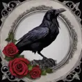 Gothic raven with roses, Award-Winning, Photo Realistic