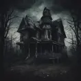 Haunted house with a terrifying atmosphere on a dark night, Dystopian, Dark