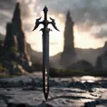 Obsidian luminous energy epic black sword artifact, 8k, Gothic and Fantasy, Unreal Engine