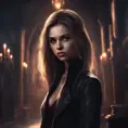 Beautiful girl in vampire academy, mystic, dark fantasy, Magical, Stunning, Digital Painting, Cinematic Lighting, Sharp Focus, Dark, Hyper Realistic