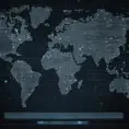 Modern digital world map on a dark high tech background, Matte