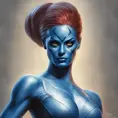 Alluring matte portrait of a beautiful Mystique from Xmen in the style of Stefan Kostic, 8k, Highly Detailed, Intricate, Half Body, Realistic, Sharp Focus, Volumetric Lighting, Fantasy, Elegant by Stanley Artgerm Lau, Greg Rutkowski