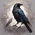 Crow, Highly Detailed, Intricate, Gothic, Volumetric Lighting, Color Splash, Vibrant Colors, Ink Art, Fantasy, Dark by Stanley Artgerm Lau