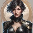 Alluring matte portrait of a beautiful Fiora wearing black leather, 8k, Highly Detailed, Intricate, Half Body, Realistic, Sharp Focus, Volumetric Lighting, Fantasy, Elegant by Stanley Artgerm Lau, Alphonse Mucha, WLOP, Stefan Kostic