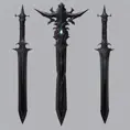 Obsidian luminous energy epic black sword artifact, 8k, Gothic and Fantasy, Unreal Engine